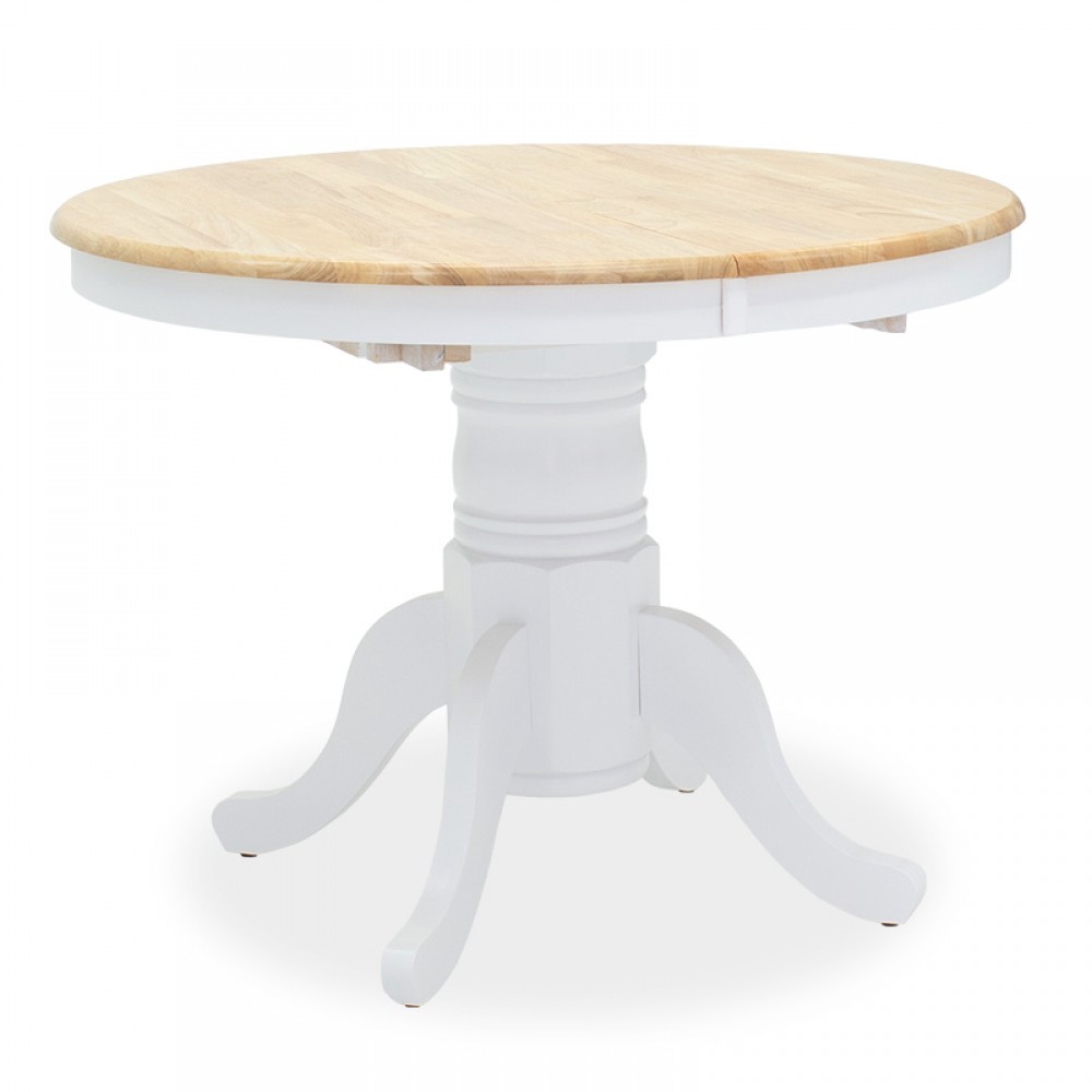 Τραπεζαρία Dallan Lars pakoworld 5τεμ λευκό rubberwood Φ100(+38)x100x75εκ