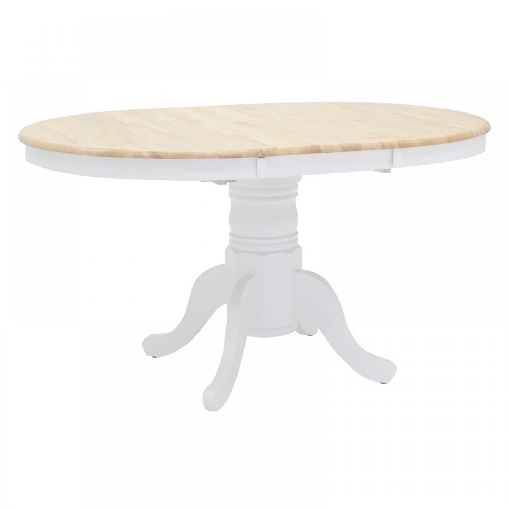 Τραπεζαρία Dallan Lars pakoworld 5τεμ λευκό rubberwood Φ100(+38)x100x75εκ