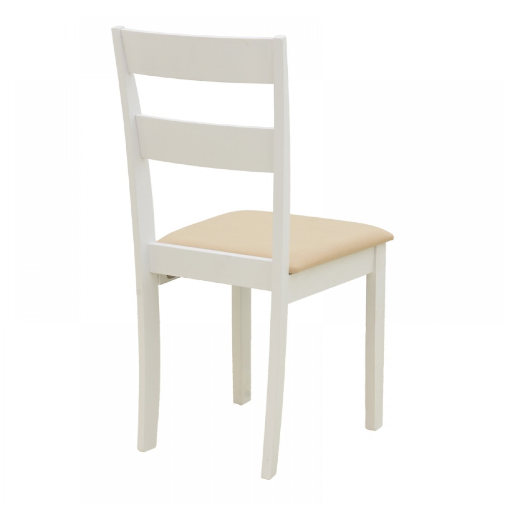 Τραπεζαρία Dallan Lars pakoworld 5τεμ λευκό rubberwood Φ100(+38)x100x75εκ