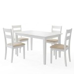 Τραπεζαρία Dallan Mabor pakoworld 5τεμ λευκό rubberwood 120-150x80x73,8εκ