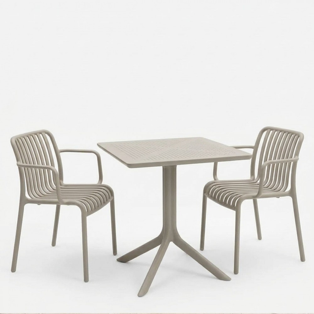 Τραπεζαρία Zoi Groovy pakoworld σετ 3τεμ cappuccino PP 80x80x74εκ