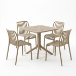 Τραπεζαρία Zoi Groovy pakoworld σετ 5τεμ cappuccino PP 80x80x74εκ