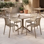 Τραπεζαρία Zoi Groovy pakoworld σετ 5τεμ cappuccino PP 80x80x74εκ