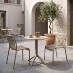 Τραπεζαρία Mercon Zoi pakoworld σετ 3τεμ cappuccino PP Φ60x75εκ
