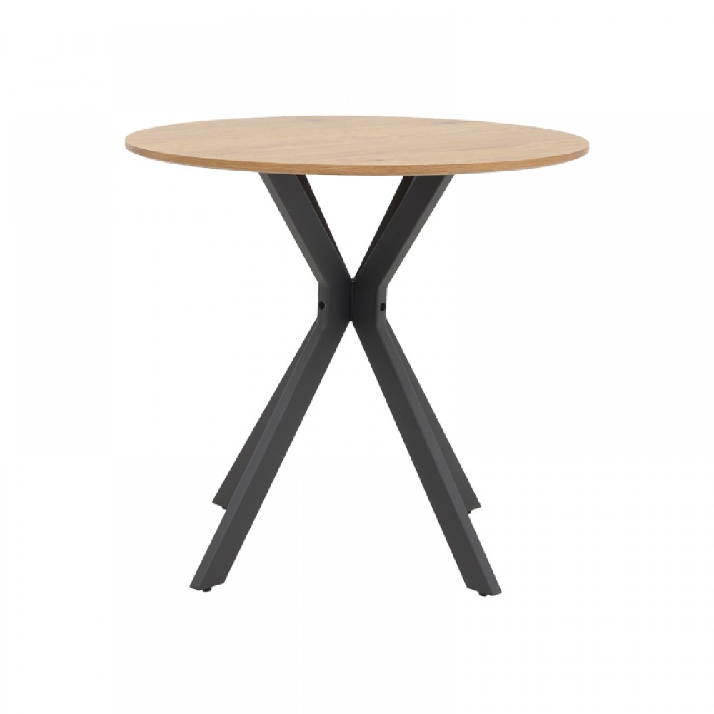 Τραπεζαρία με Πολυθρόνες Ezra cappuccino και Τραπέζι Xuson σε φυσική απόχρωση Φ80x75εκ Σετ 5τεμ