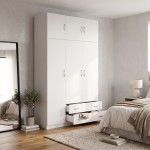 Ντουλάπα τρίφυλλη με πατάρι Alvia pakoworld λευκό 150x51x240εκ