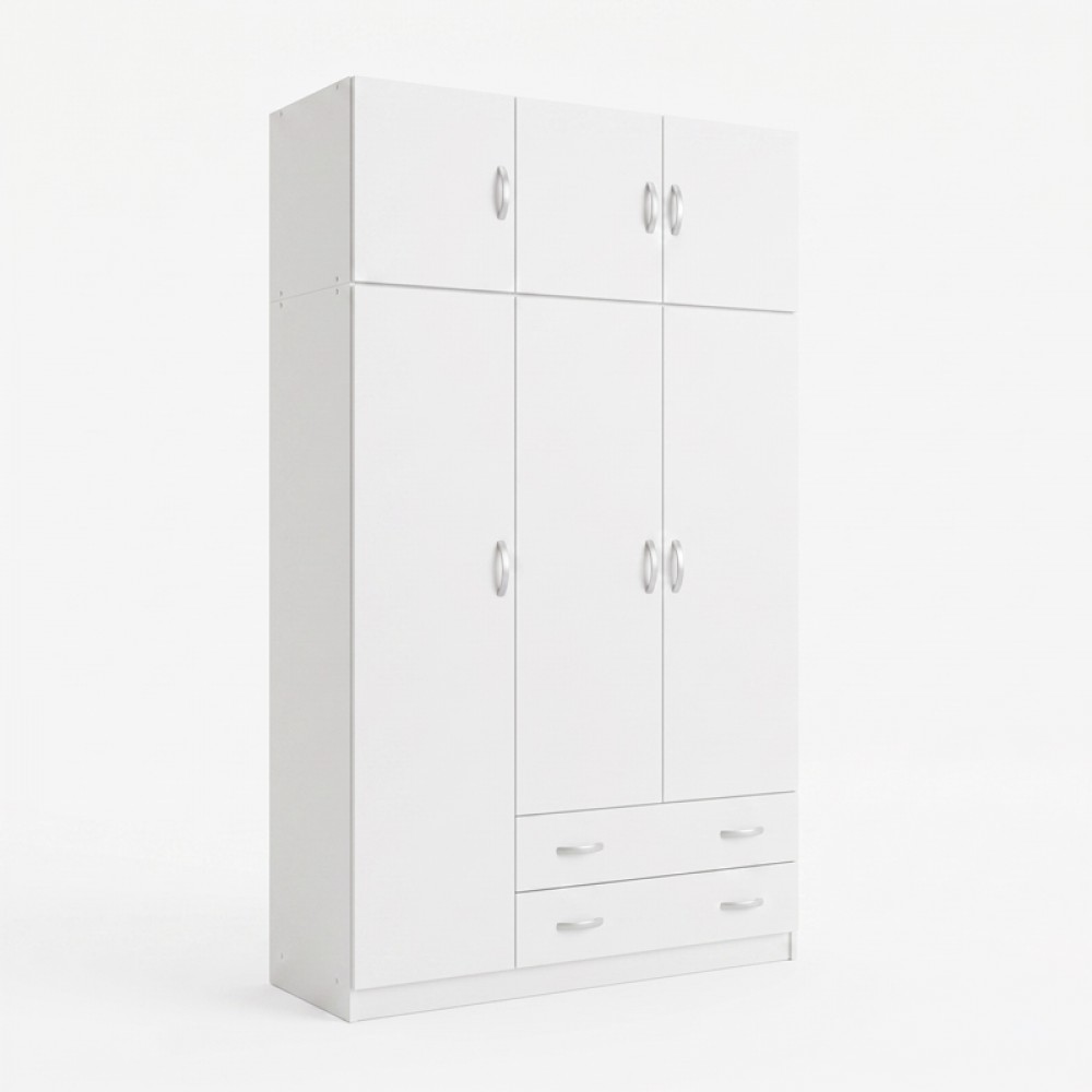 Ντουλάπα τρίφυλλη με πατάρι Alvia pakoworld λευκό 150x51x240εκ
