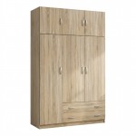 Ντουλάπα τρίφυλλη με πατάρι Alvia pakoworld sonoma 150x51x240εκ