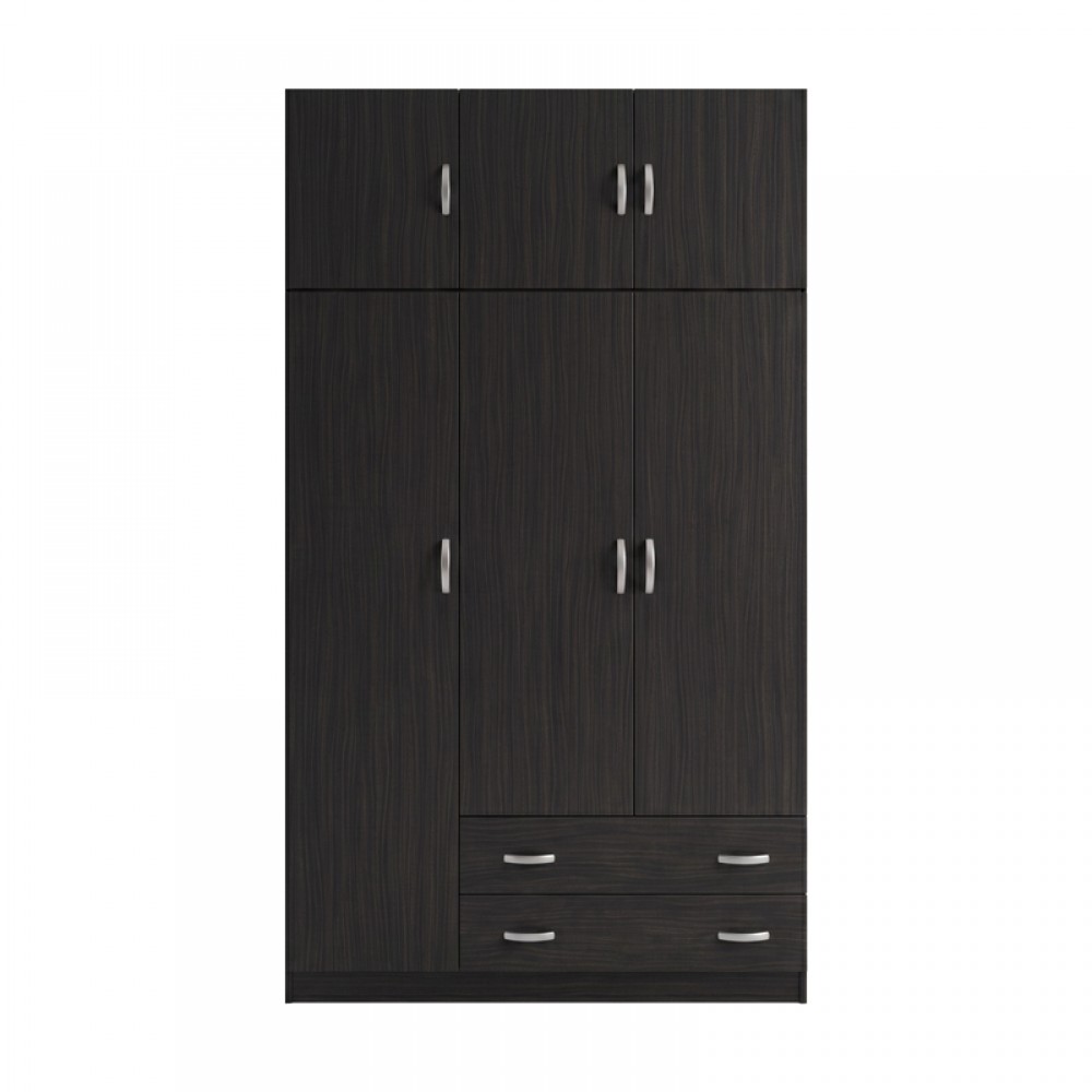 Ντουλάπα τρίφυλλη με πατάρι Alvia pakoworld wenge 150x51x240εκ