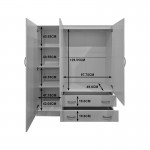 Ντουλάπα τρίφυλλη με πατάρι Alvia pakoworld wenge 150x51x240εκ