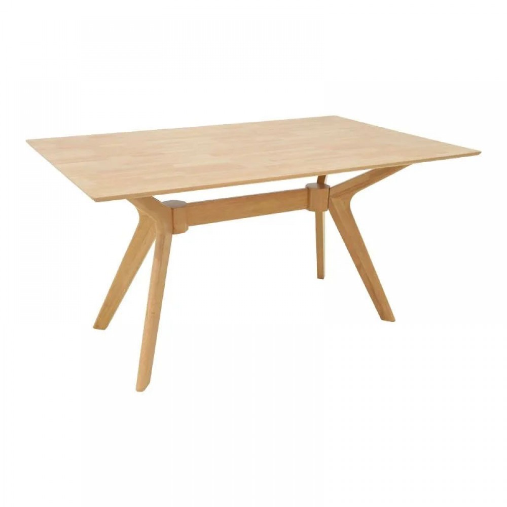 Τραπεζαρία με Καρέκλες Sienna μπεζ και Τραπέζι Raffles rubberwood σε φυσική απόχρωση 150x90x76εκ Σετ 5τεμ
