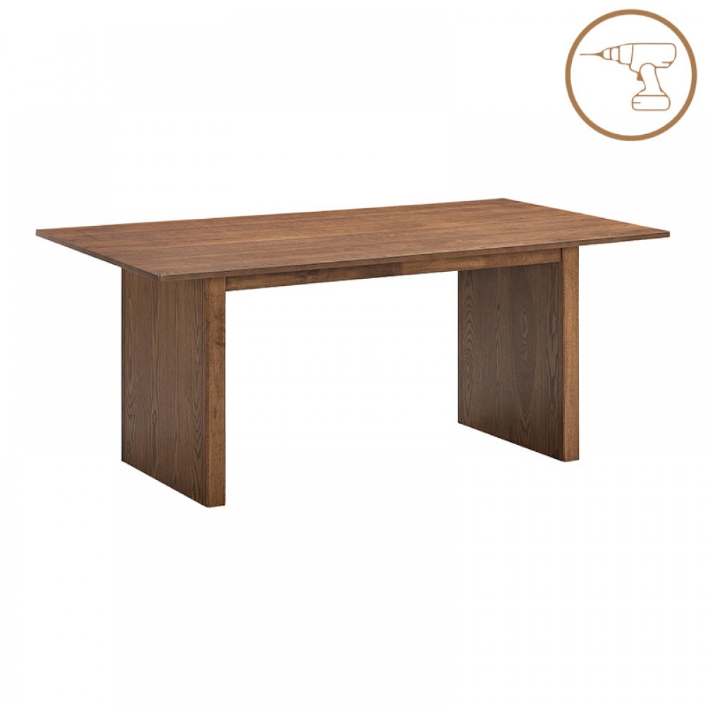 Τραπεζαρία με Καρέκλες Genoa μπεζ και Τραπέζι Eleganza sonoma MDF και rubberwood 180x99x75,8εκ Σετ 7τεμ