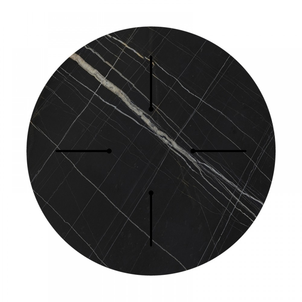 Επιφάνεια τραπεζιού Relian pakoworld HPL μαύρο όψη μαρμάρου Φ69εκ πάχους 12mm