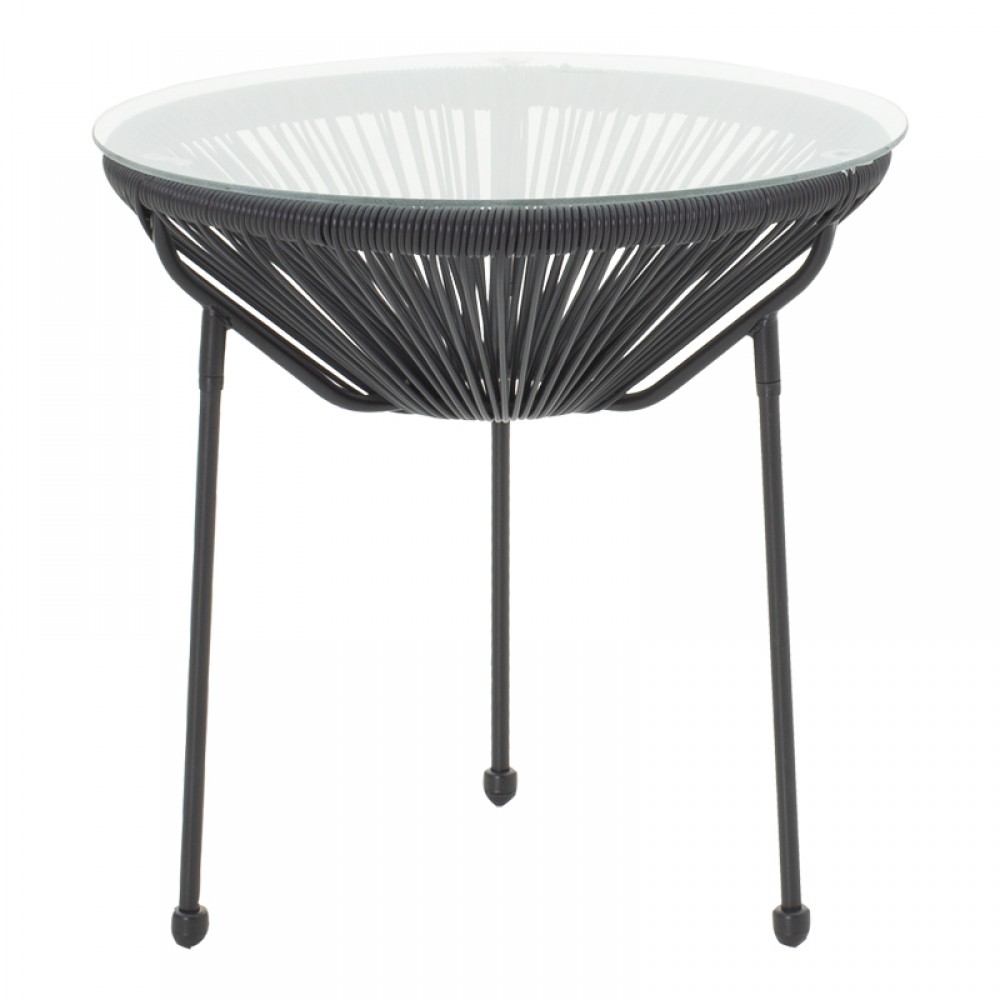 Τραπέζι Acapulco pakoworld μεταλλο-pe rattan σε μαύρη απόχρωση Φ50x52εκ