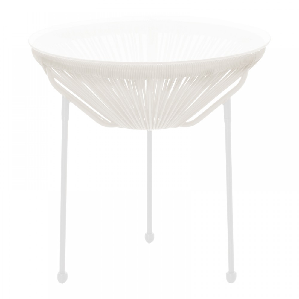 Τραπέζι Acapulco pakoworld μεταλλο-pe rattan σε λευκή απόχρωση Φ50x52εκ