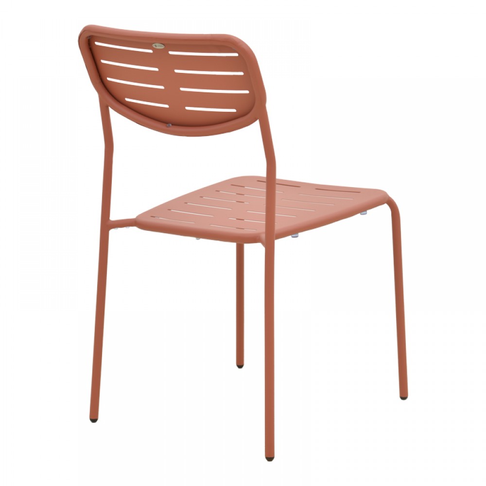 Καρέκλα Deraby pakoworld στοιβαζόμενη terracotta μέταλλο 52.5x45.5x83εκ