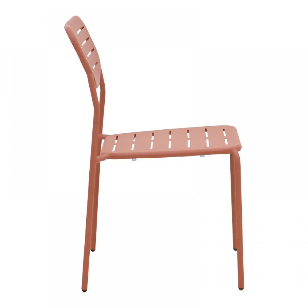 Καρέκλα Deraby pakoworld στοιβαζόμενη terracotta μέταλλο 52.5x45.5x83εκ