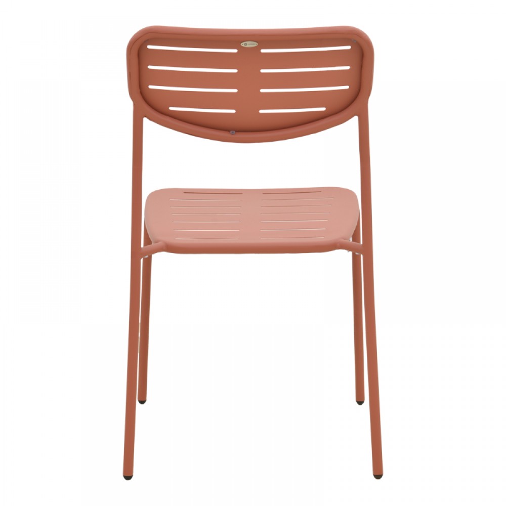 Καρέκλα Deraby pakoworld στοιβαζόμενη terracotta μέταλλο 52.5x45.5x83εκ