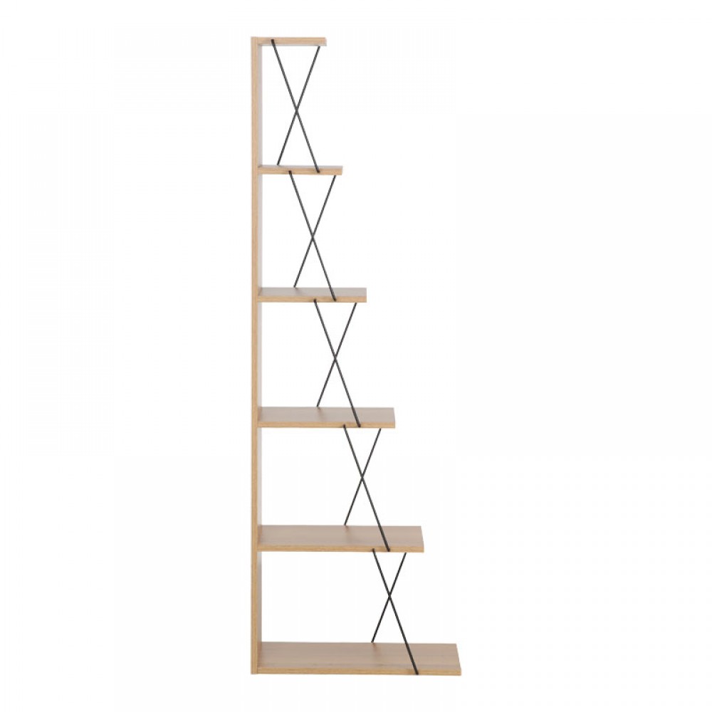 Βιβλιοθήκη mini Tars pakoworld  sonoma-μαύρο 50x22x150εκ