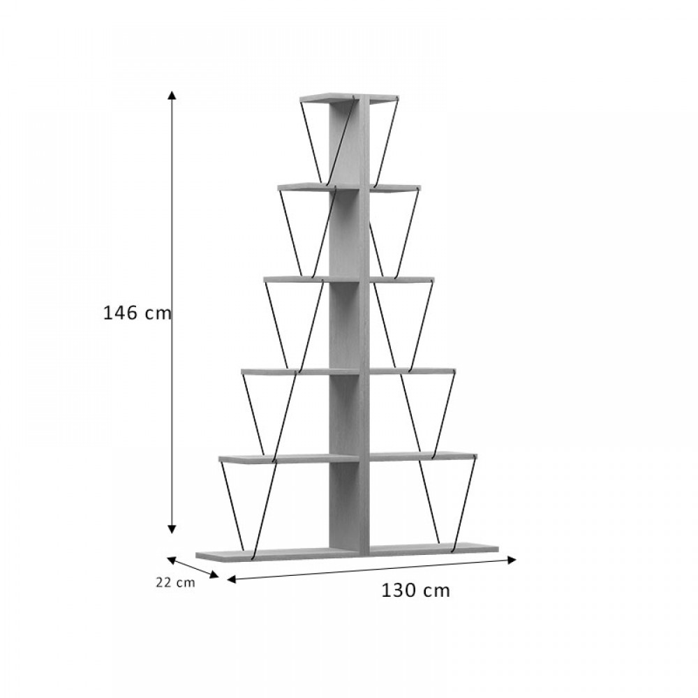 Βιβλιοθήκη mini Tars pakoworld sonoma-μαύρο 130x22x146εκ