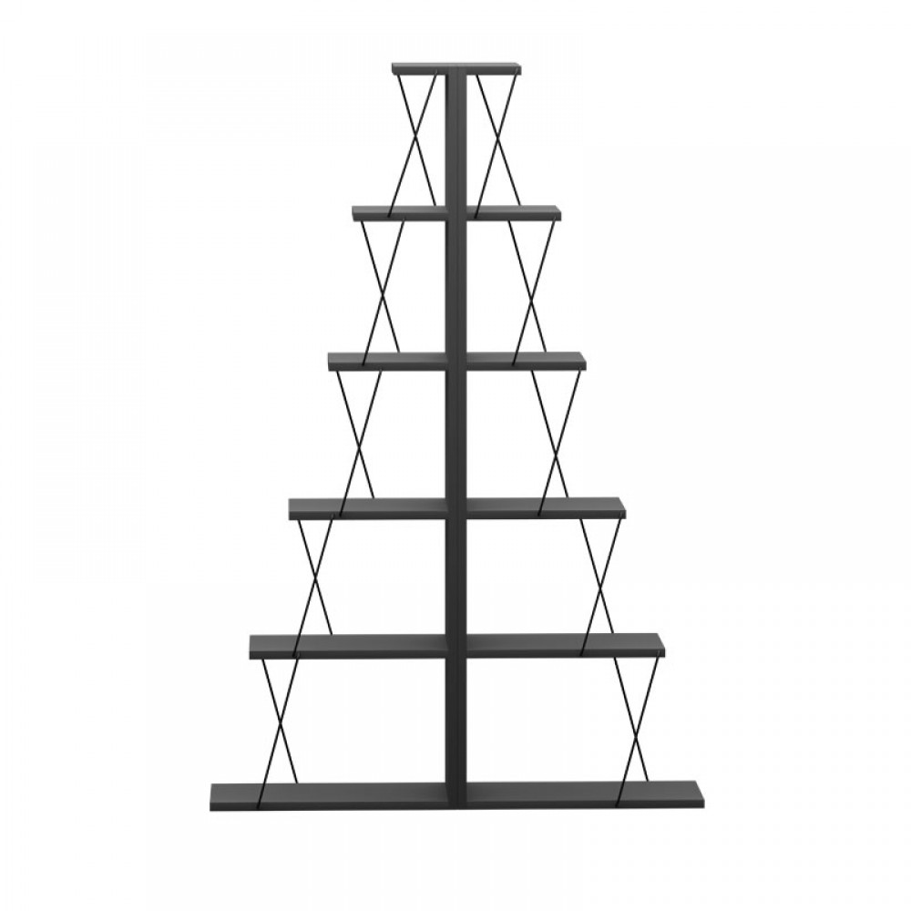 Βιβλιοθήκη mini Tars pakoworld ανθρακί-μαύρο 130x22x146εκ