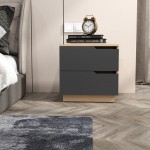 Κομοδίνο Verena I pakoworld σε φυσική-ανθρακί απόχρωση 48x40x48εκ