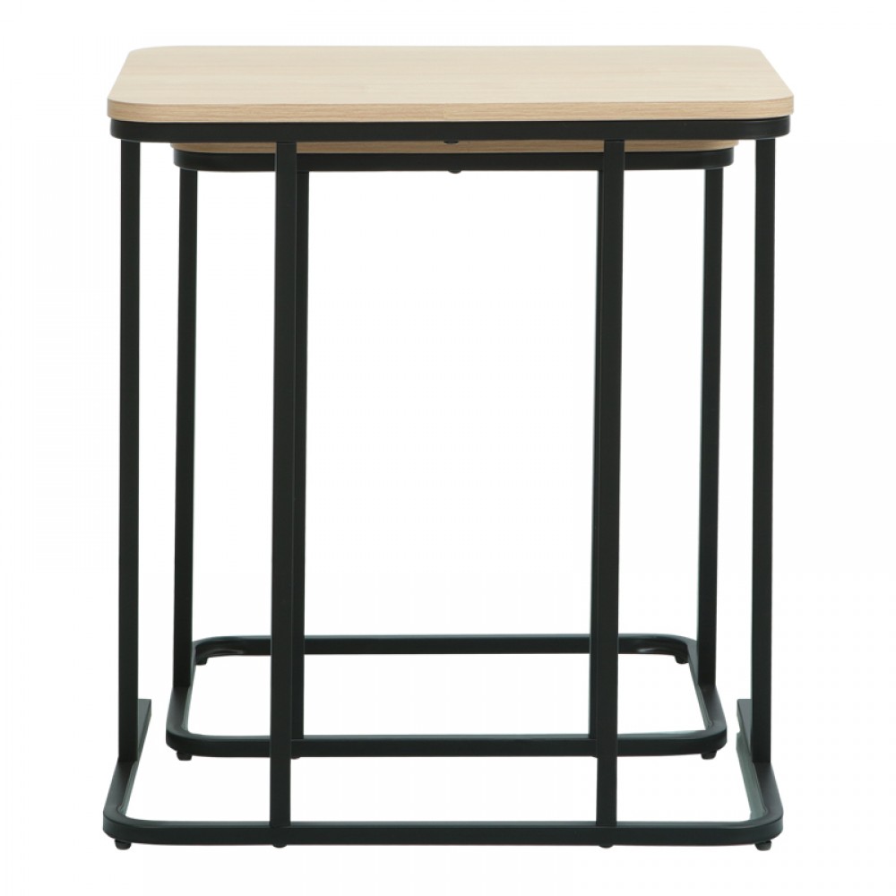 Βοηθητικα τραπέζια Dunest pakoworld σε φυσική απόχρωση-μαύρα μεταλλικά πόδια 54x40x60εκ