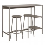 Σετ τραπέζι μπαρ Nexous pakoworld 3τεμ taupe μέταλλο 124x44x100εκ