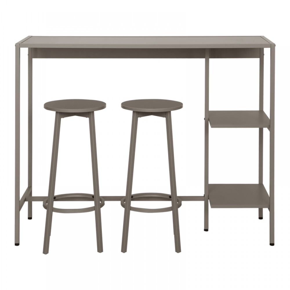 Σετ τραπέζι μπαρ Nexous pakoworld 3τεμ taupe μέταλλο 124x44x100εκ