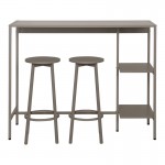 Σετ τραπέζι μπαρ Nexous pakoworld 3τεμ taupe μέταλλο 124x44x100εκ