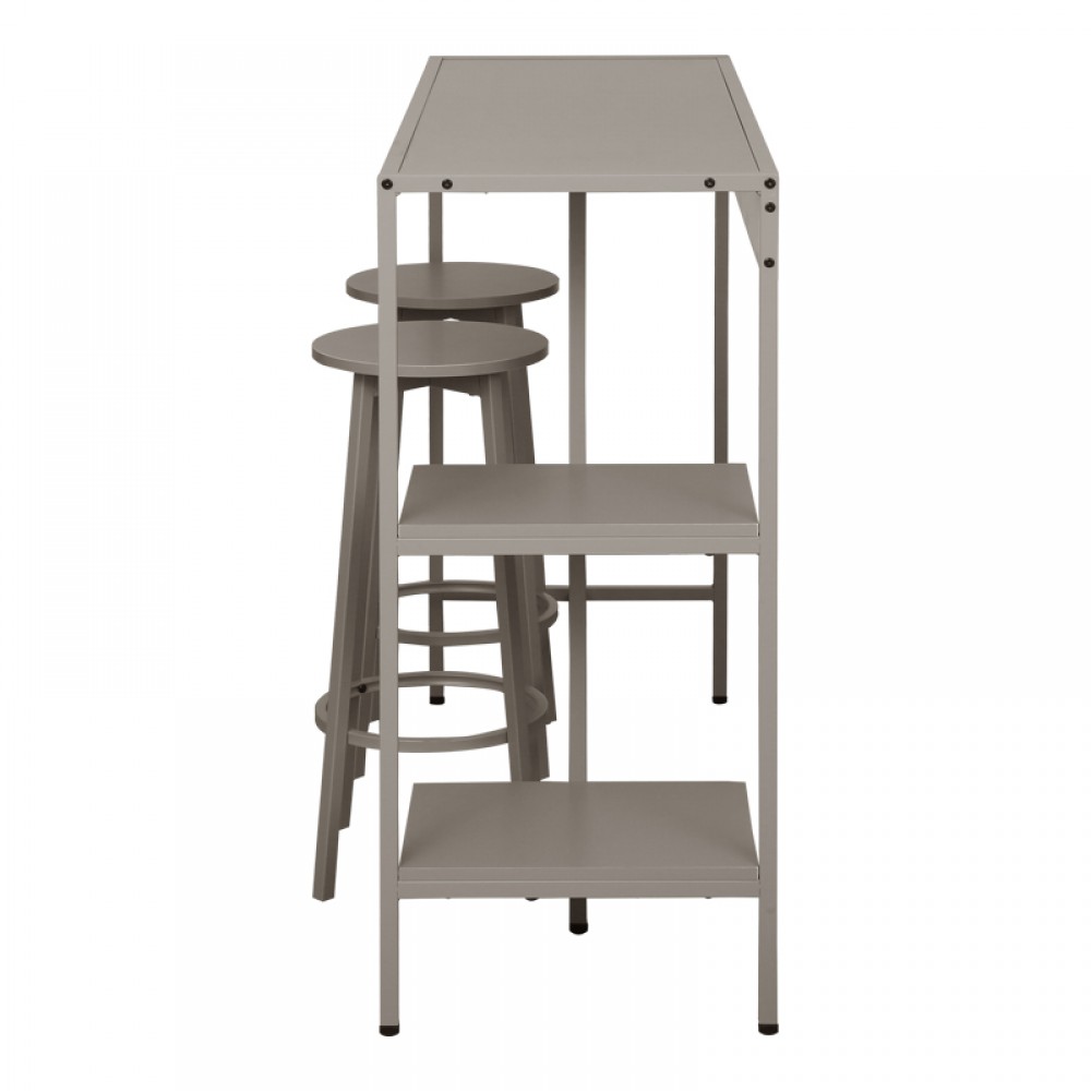 Σετ τραπέζι μπαρ Nexous pakoworld 3τεμ taupe μέταλλο 124x44x100εκ
