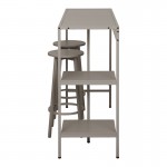 Σετ τραπέζι μπαρ Nexous pakoworld 3τεμ taupe μέταλλο 124x44x100εκ