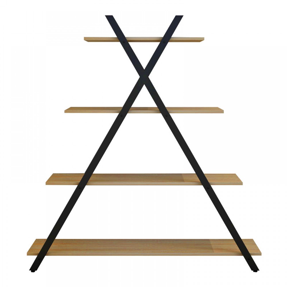 Βιβλιοθήκη Tree pakoworld μαύρο-φυσικό 120x33x135εκ