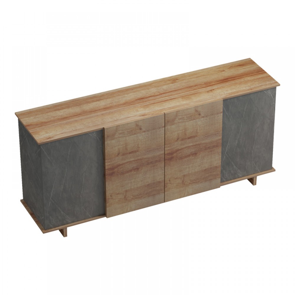 Μπουφές Zafore  pakoworld σε oak-γκρι μαρμάρου 180x45x80εκ