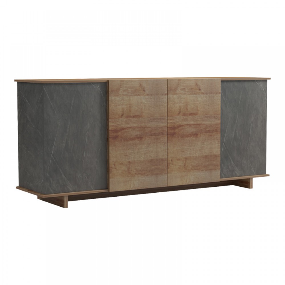Μπουφές Zafore  pakoworld σε oak-γκρι μαρμάρου 180x45x80εκ