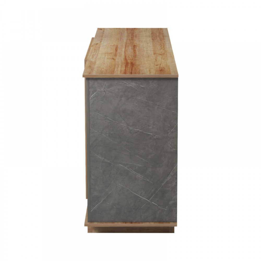 Μπουφές Zafore  pakoworld σε oak-γκρι μαρμάρου 180x45x80εκ