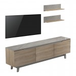 Σύνθετο σαλονιού Kasia pakoworld μπεζ μαρμάρου-sonoma 180x35x48.5εκ
