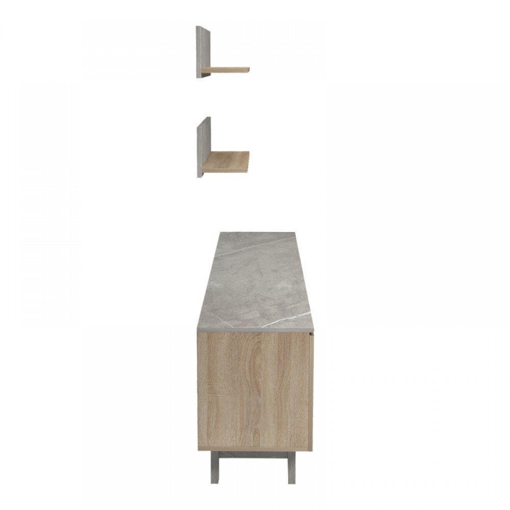 Σύνθετο σαλονιού Kasia pakoworld μπεζ μαρμάρου-sonoma 180x35x48.5εκ