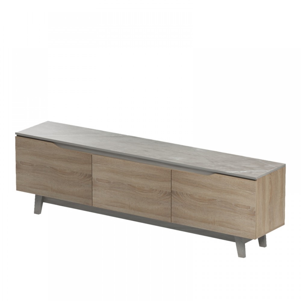 Έπιπλο τηλεόρασης Kasandra pakoworld μπεζ μαρμάρου-sonoma 180x35x48.5εκ
