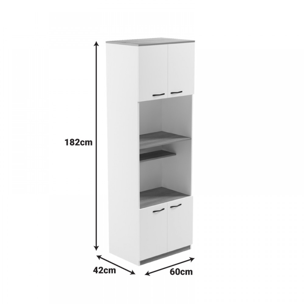 Ντουλάπα κουζίνας Rowan pakoworld σε λευκή-sonoma απόχρωση 60x42x182εκ