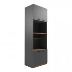 Ντουλάπα κουζίνας Rowan pakoworld σε ανθρακί-oak απόχρωση 60x42x182εκ