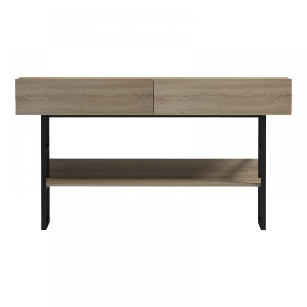 Κονσόλα Vien pakoworld σε sonoma-μαύρη απόχρωση 139x43x75.5εκ