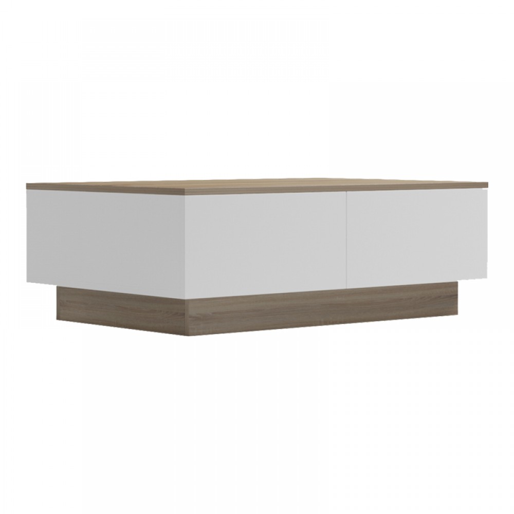 Τραπέζι σαλονιού Winey pakoworld σε sonoma-λευκή απόχρωση 90x60x31.5εκ