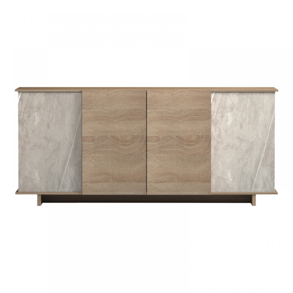 Μπουφές Zafore pakoworld sonoma - γκρι μπεζ όψη μαρμάρου 180x45x80εκ