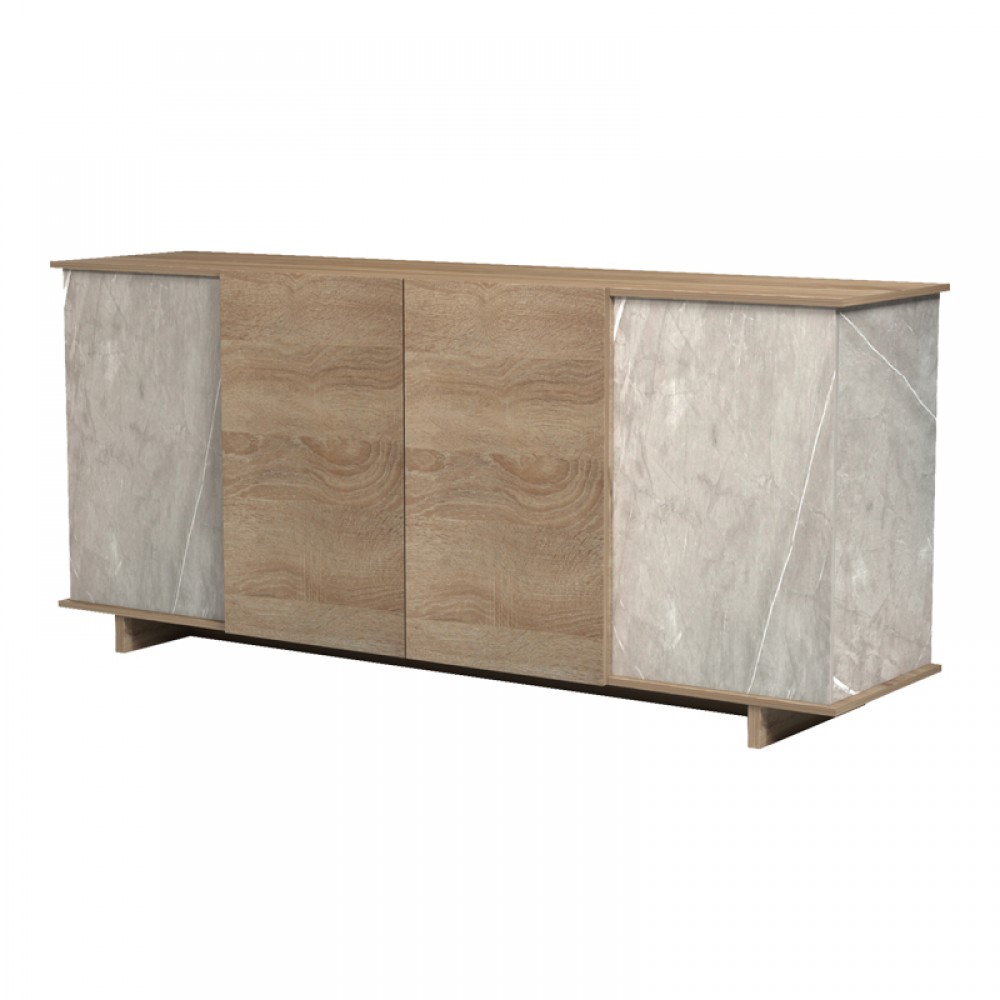 Μπουφές Zafore pakoworld sonoma - γκρι μπεζ όψη μαρμάρου 180x45x80εκ