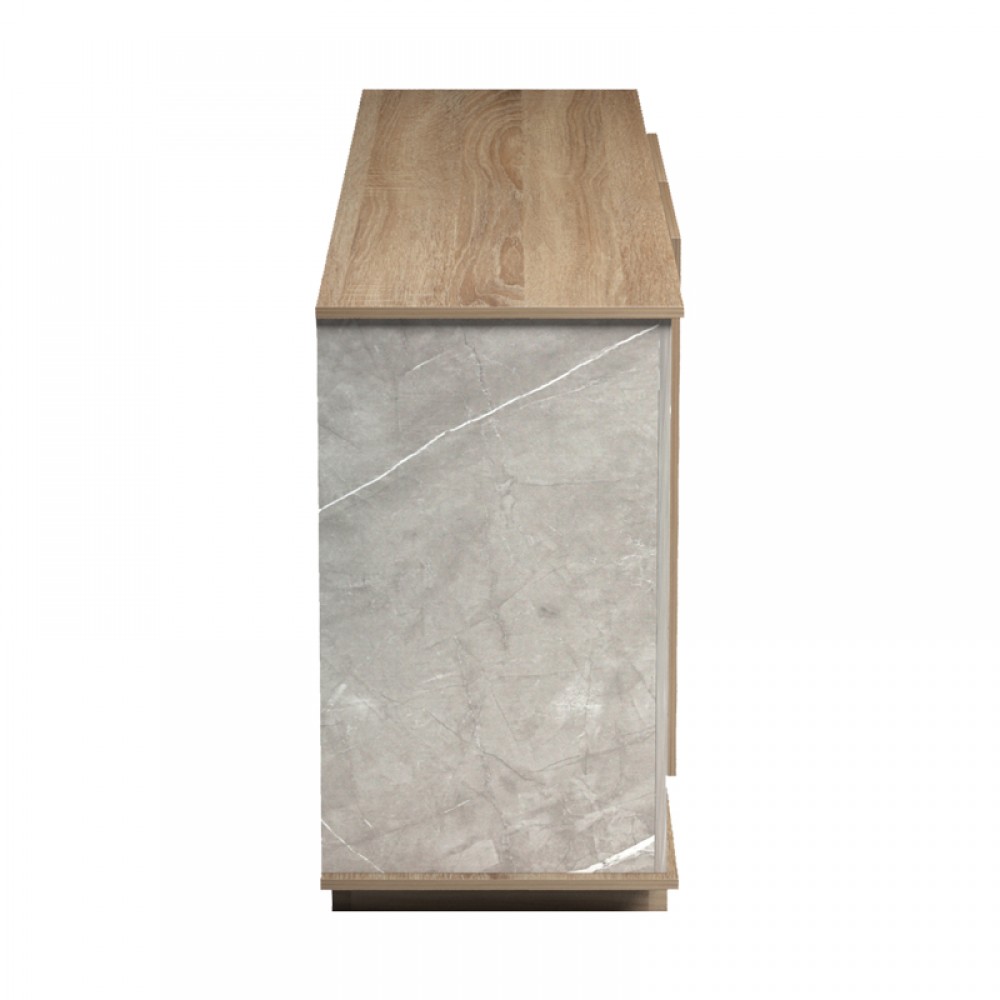 Μπουφές Zafore pakoworld sonoma - γκρι μπεζ όψη μαρμάρου 180x45x80εκ