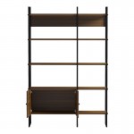 Βιβλιοθήκη Rhombo pakoworld καρυδί-μαύρο 120x35x180εκ