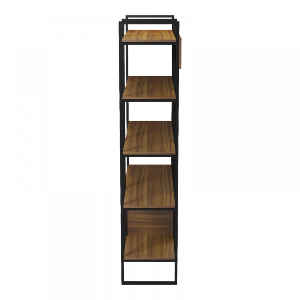 Βιβλιοθήκη Rhombo pakoworld καρυδί-μαύρο 120x35x180εκ