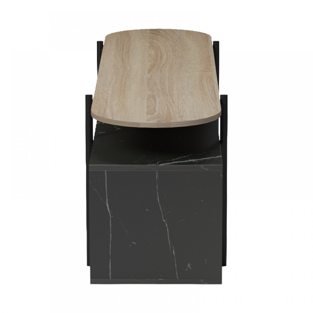 Έπιπλο τηλεόρασης Medousa pakoworld sonoma - μαύρη όψη μαρμάρου 160x35.5x50εκ