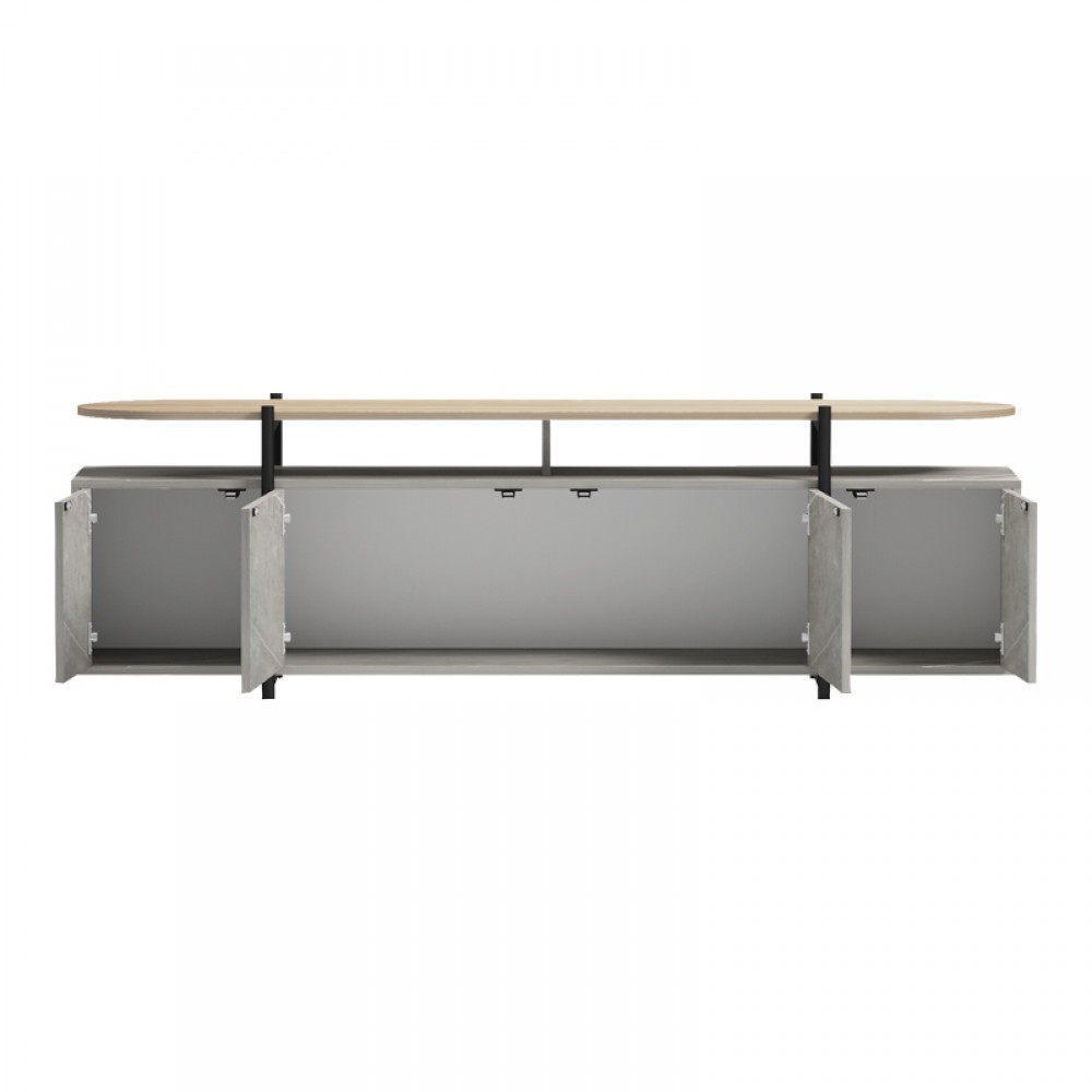 Έπιπλο τηλεόρασης Medousa pakoworld sonoma- γκρι μπεζ όψη μαρμάρου 160x35.5x50εκ